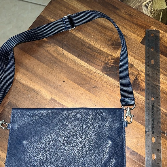 Leather Convertible Belt Bag Navy Blue - Picture 6 of 7